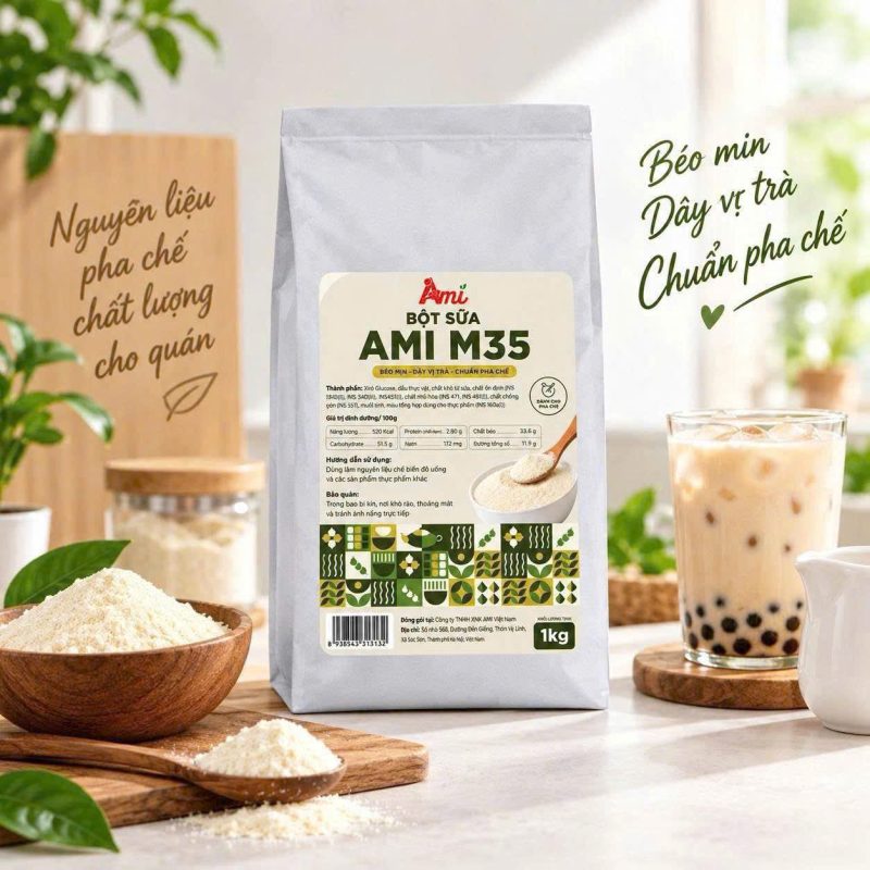BỘT SỮA AMI M35 (TÚI 1KG) - BÍ QUYẾT TẠO ĐỘ BÉO SÁNH MỊN CHO MỌI LY ĐỒ UỐNG 8 1789616748119 1798669149375908799 9025598818490718472 e0a246b652e06533ae1085a920fe90f7
