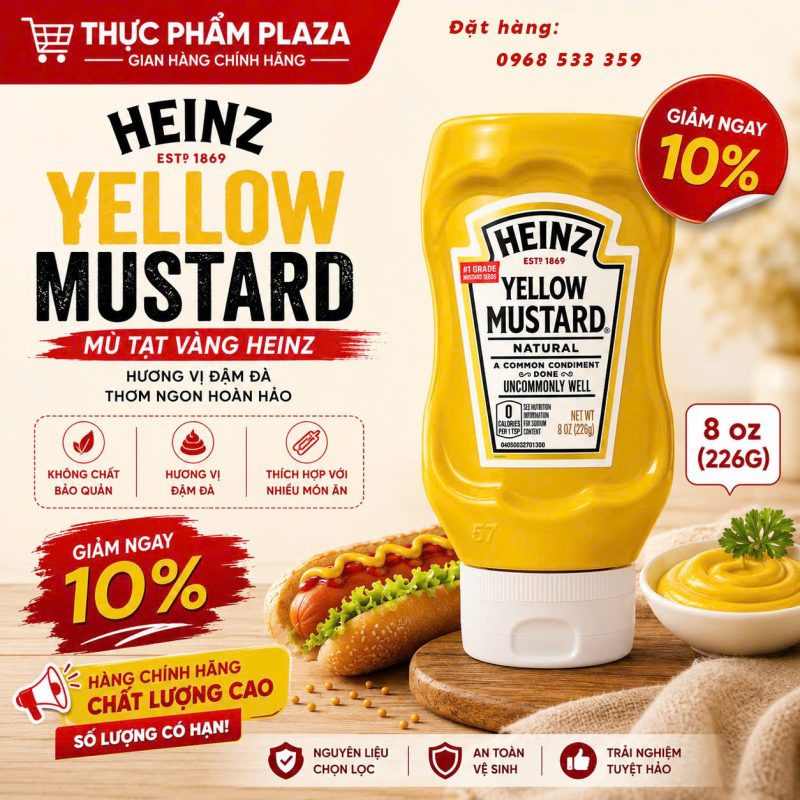 MÙ TẠT VÀNG HEINZ – HƯƠNG VỊ ĐẬM ĐÀ, THƠM NGON HOÀN HẢO | ƯU ĐÃI GIẢM NGAY 10% 1 KM mu tat vang Heinz