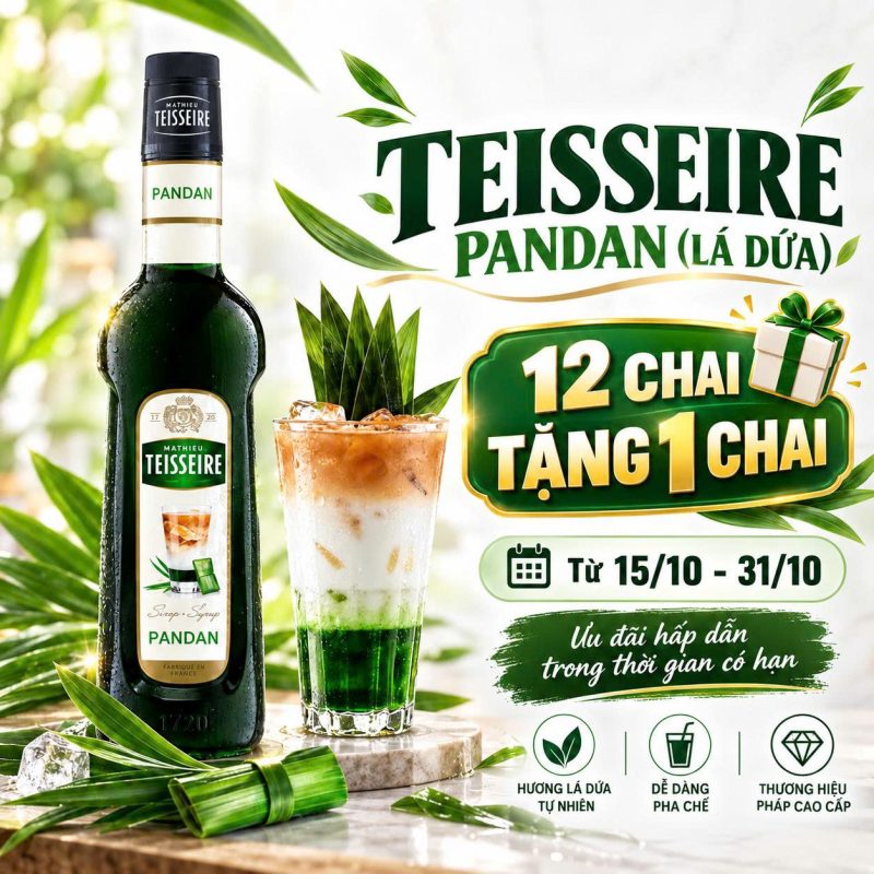 Đột phá cà phê hiện đại – khi siro Pandan kết hợp cùng espresso và cà phê phin 3 Teisseire la dua KM