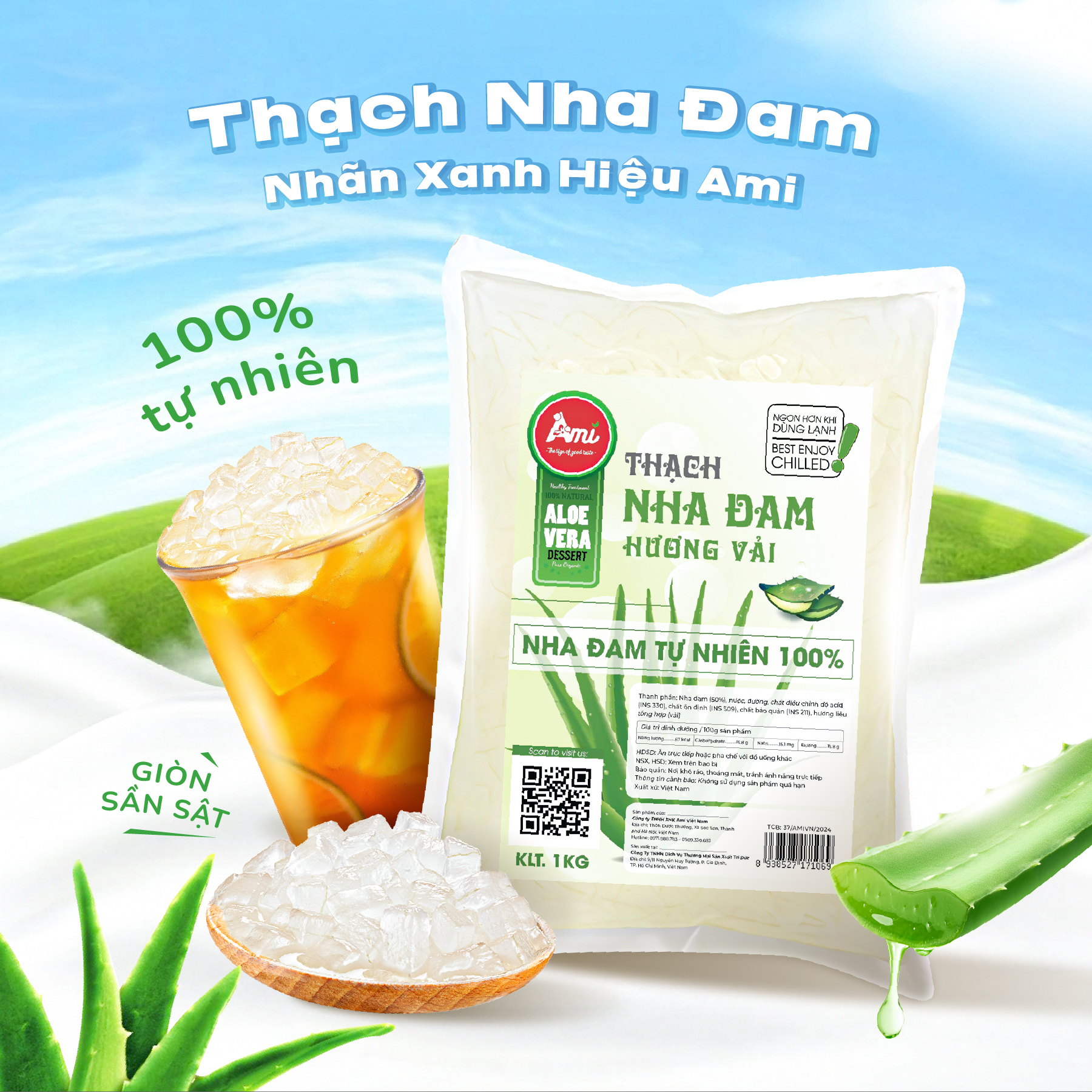Thạch nha đam nhãn xanh hiệu AMI - túi 1kg 1 Thach nha dam nhan xanh hieu AMI tui 1kg 1 1