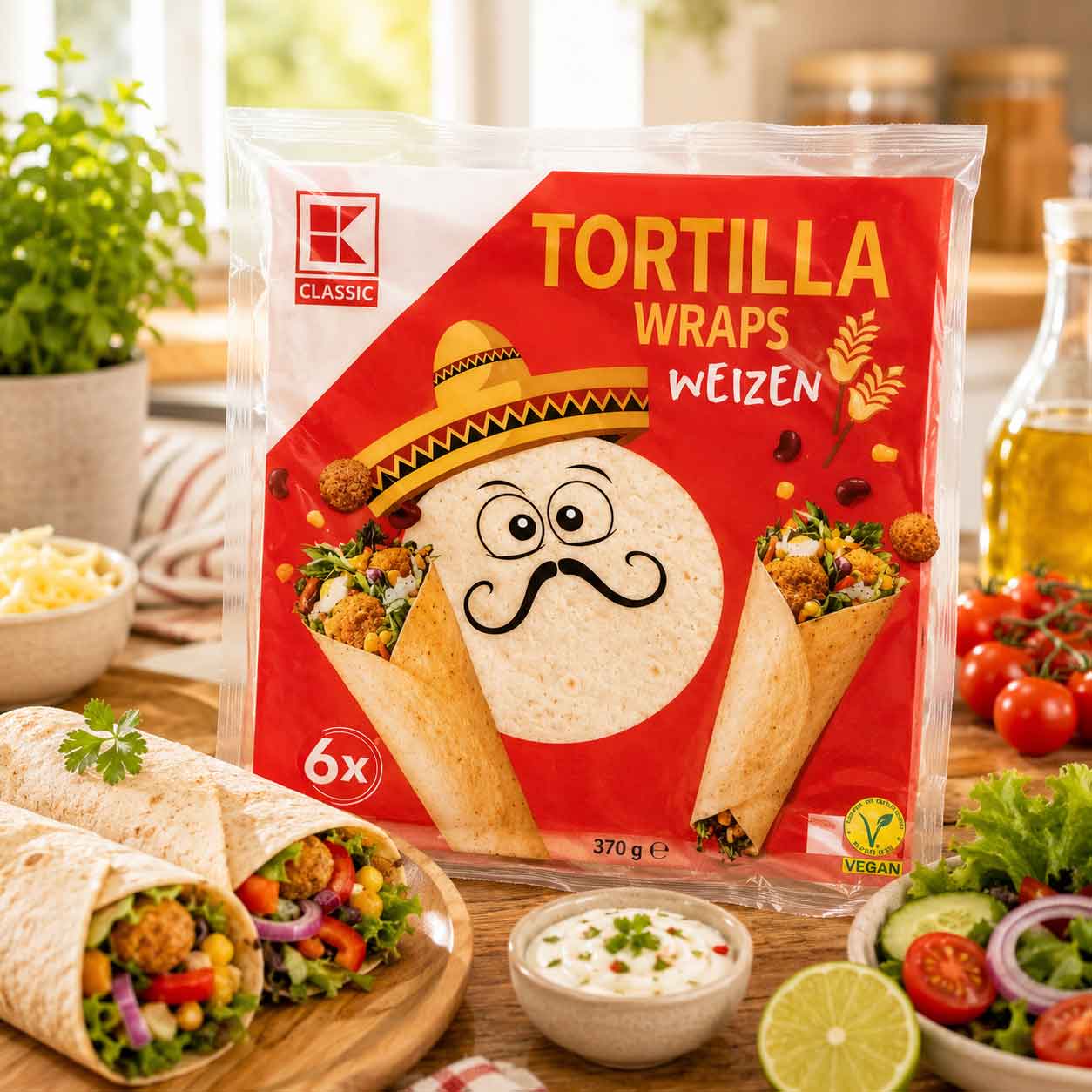 Vỏ bánh Tortilla Wraps Weizen K-Classic 25cm - 370g 1 Tortilla Wraps Weizen K Classic 25cm