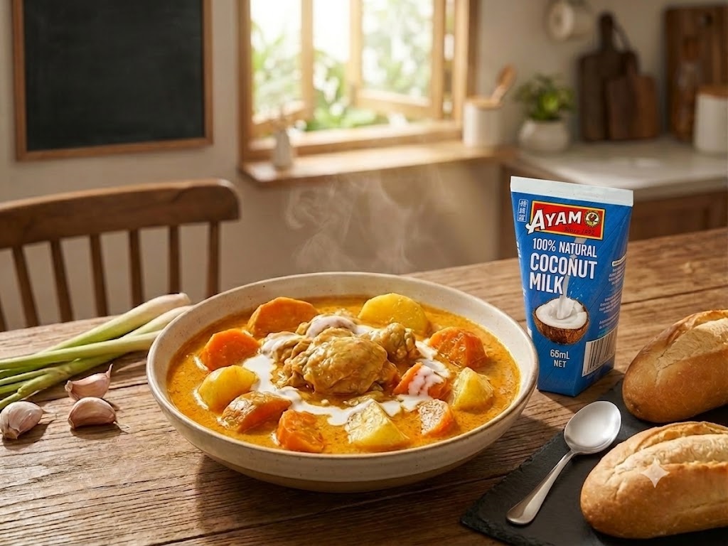 Cà ri gà đậm đà, sánh mịn cho bữa ăn gia đình nhỏ 2 anh cot dua Ayam 65ml Bai 3 edit
