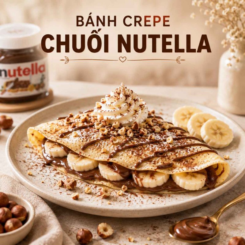 Bánh Crepe Chuối Nutella 2 banh crepe chuoi Nutella