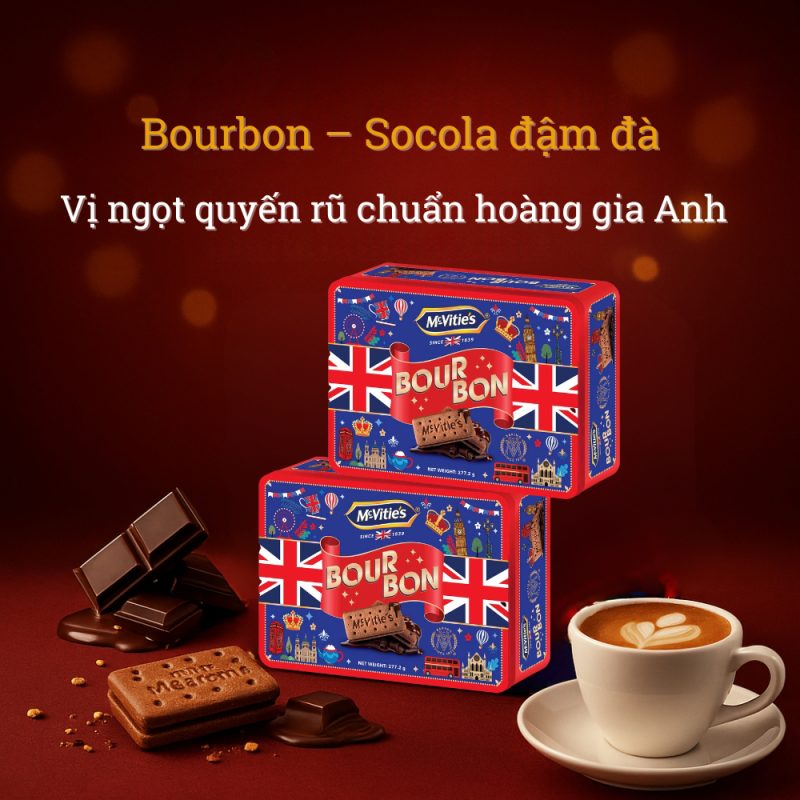 Bánh quy McVitie's Bour Bon hộp thiếc 277.2g 2 bour bon