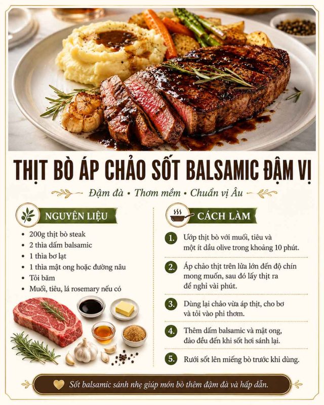 Thịt bò áp chảo sốt balsamic đậm vị 2 cong thuc Thit bo ap chao sot Balsamic dam vi