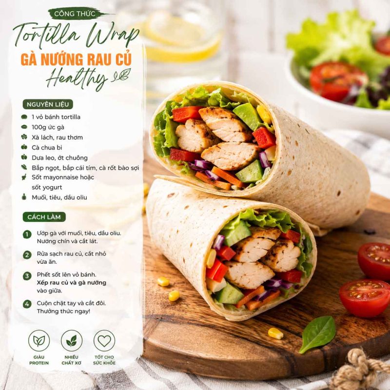 cong thuc tortilla ga nuong rau cu