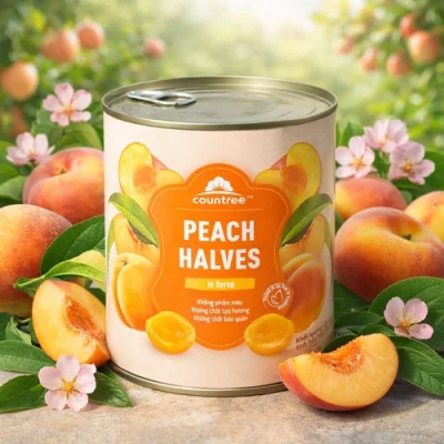 Đào ngâm nước đường Countree các loại 8 hop dao countree