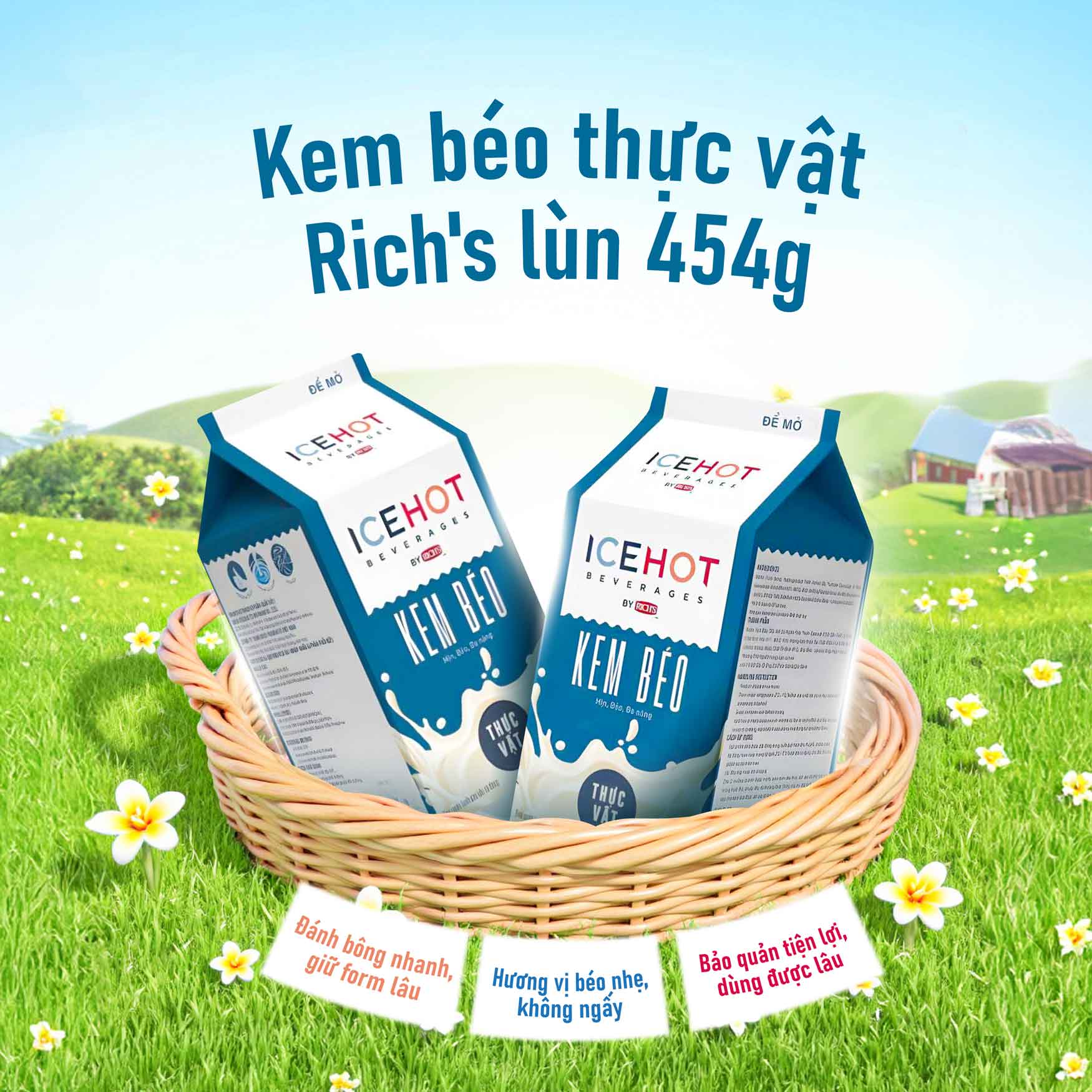 Kem béo thực vật Rich's Creamer - hộp lùn 454g 1 kem beo richs lun