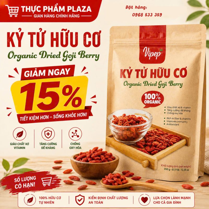 SIÊU THỰC PHẨM CHO SỨC KHỎE – KỶ TỬ HỮU CƠ VIPEP GIẢM NGAY 15% 2 ky tu huu co KM 1