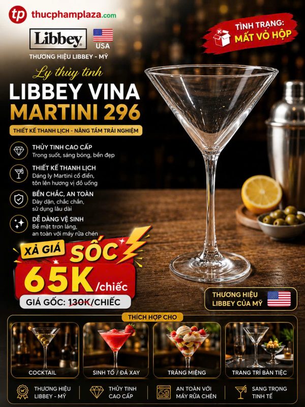 LY THỦY TINH LIBBEY VINA MARTINI 296 – CHÍNH HÃNG LIBBEY MỸ 2 libbey vina Martini xa kho