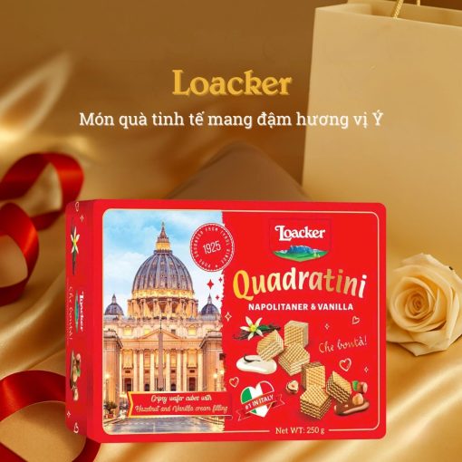 Bánh xốp vani hạt dẻ Loacker hộp thiếc 250g