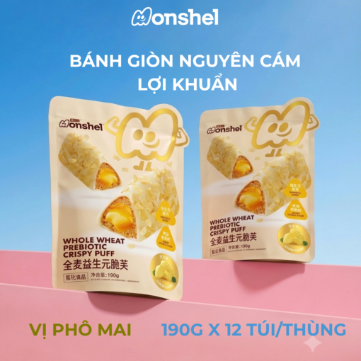 Bánh giòn yến mạch nguyên cám Monshel 190g các vị 5 monshel pho mai