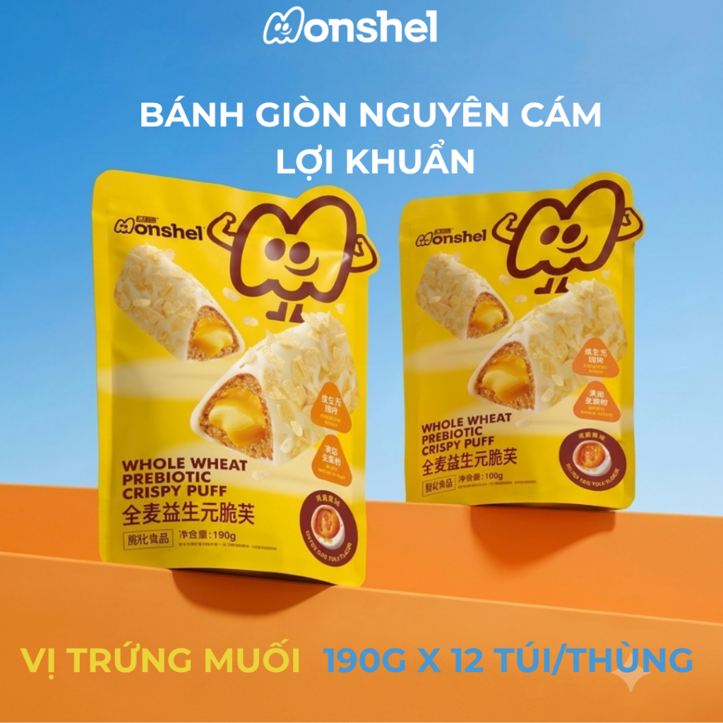 Bánh giòn yến mạch nguyên cám Monshel 190g các vị 2 monshel trung muoi