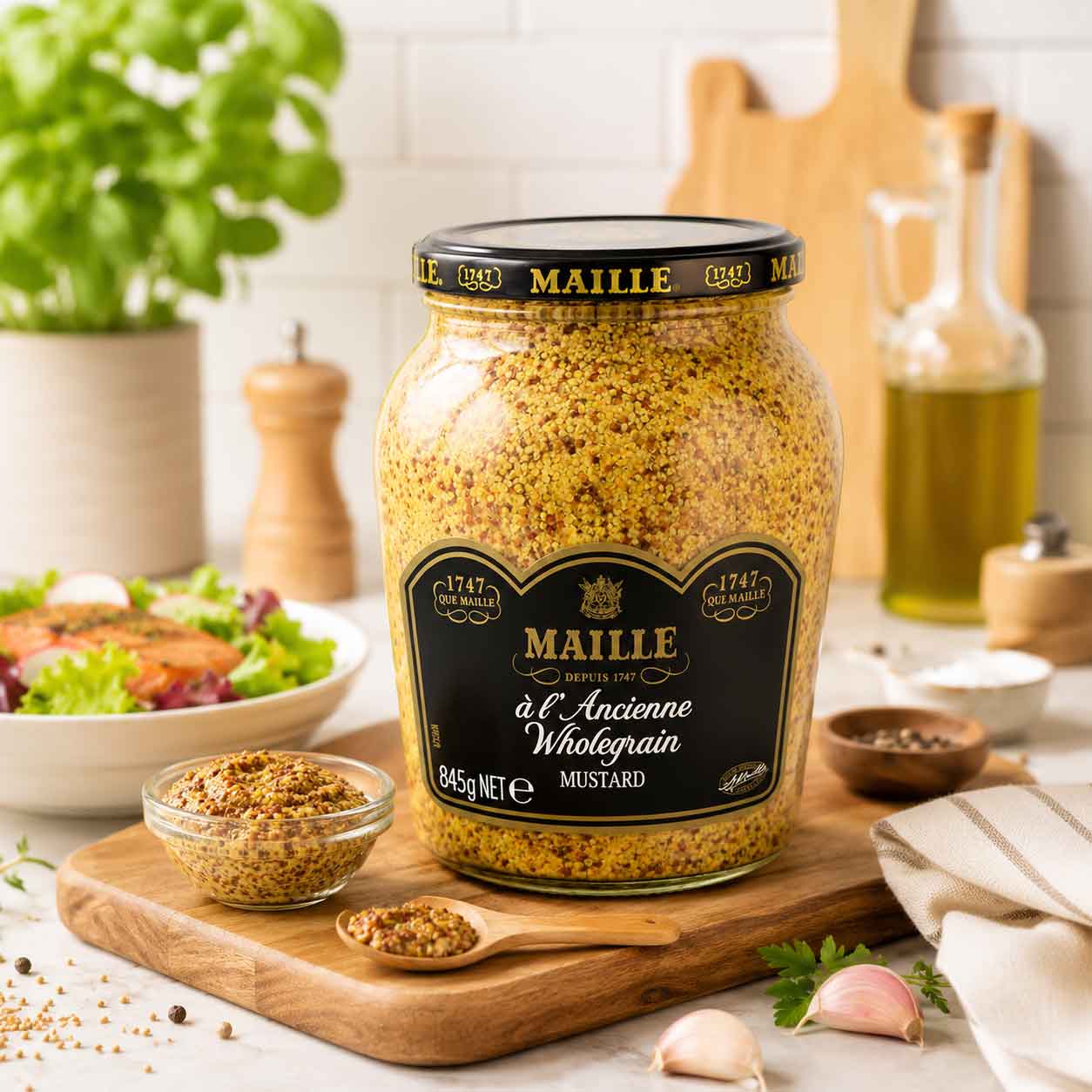 Mù tạt nguyên hạt Maile lọ 845g 1 mu tat nguyen hat Maille 865g