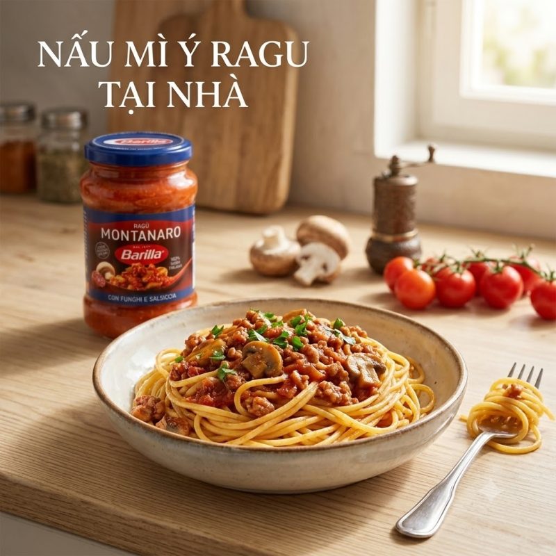 Bí quyết nấu Mì Ý chuẩn vị nhà hàng với sốt Barilla Montanaro 1 my y RAGU bai 2 Copy