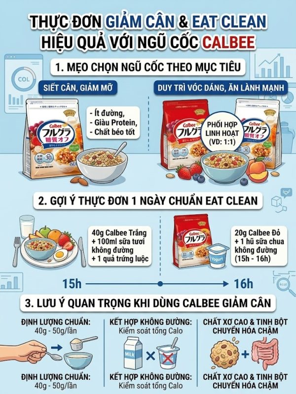 Thực đơn giảm cân & eat clean hiệu quả với Ngũ Cốc Calbee 2 ngu coc Calbee bai 3