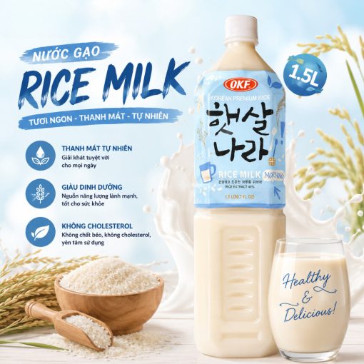 Nước gạo OKF Rice Milk nhãn xanh chai to 1.5L