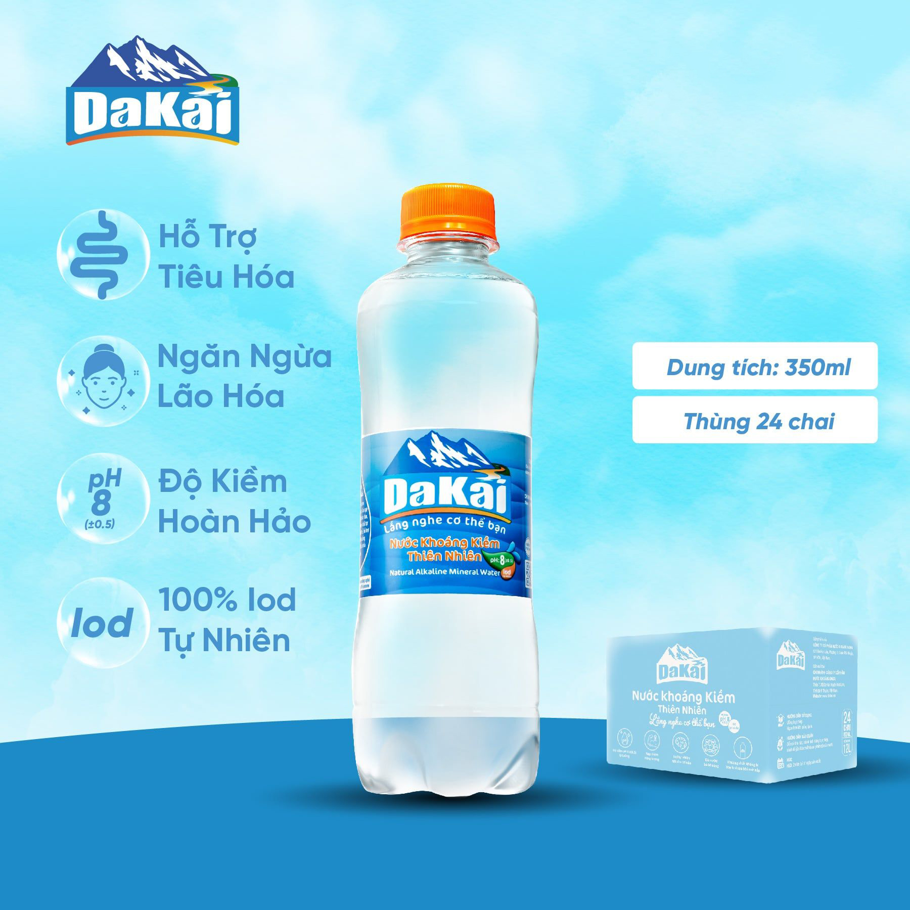 Nước khoáng kiềm Dakai 350ml tốt cho sức khỏe 1 nuoc khoang kien dakai 350ml