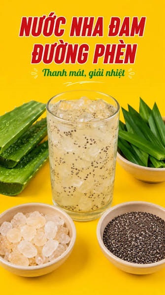 Thạch nha đam nhãn xanh hiệu AMI - túi 1kg 2 nuoc nha dam duong phen