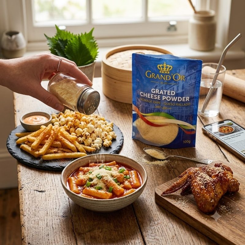 PHÔ MAI BỘT GRAND’OR 100G: KHÔNG CHỈ DÙNG CHO MÓN ÂU 2 pho mai bot Grand Bai 2
