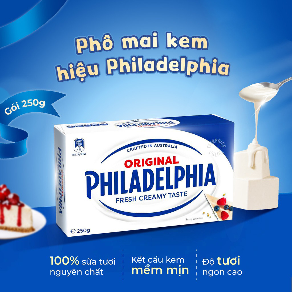 Phô mai kem Cream Cheese Philadelphia 250g 1 pho mai kem Philadelphia 250g