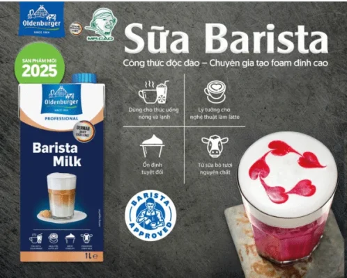 Sữa Oldenburger Barista Milk 1% béo 1L – Sữa pha chế chuẩn gu quán cà phê hiện đại 2 2 sua barista 600x482 1
