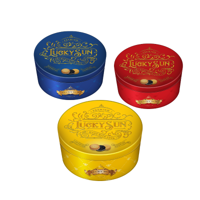 Bánh quy hỗn hợp Lucky Sun hộp thiếc tròn 110g các màu 2 Ami Milk