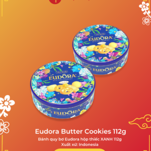 Bánh quy bơ Eudora – hộp thiếc xanh 112g