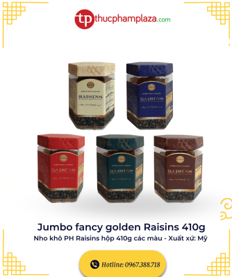 Nho vàng sấy khô PH Raisins - hộp 410g các màu 2 Jumbo fancy golden Raisins 410g medium