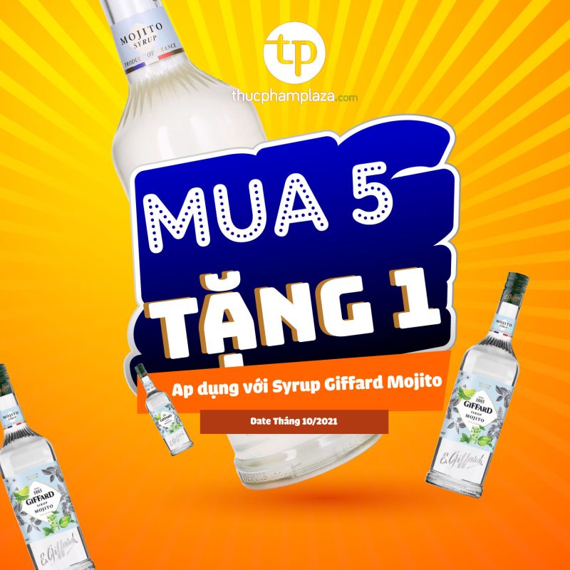 Ưu đãi Mua 5 tặng 1 cho Giffard Mojito (date tháng 10/2021) nhanh tay đặt hàng! 1 KM giff Mojito 5 tang 1 large