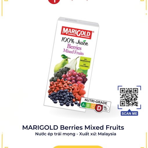 Có nên uống nước ép trái cây mỗi ngày? Nước ép trái cây 100% MARIGOLD 6 Nước ép quả mọng MARIGOLD Berries Mixed Fruits