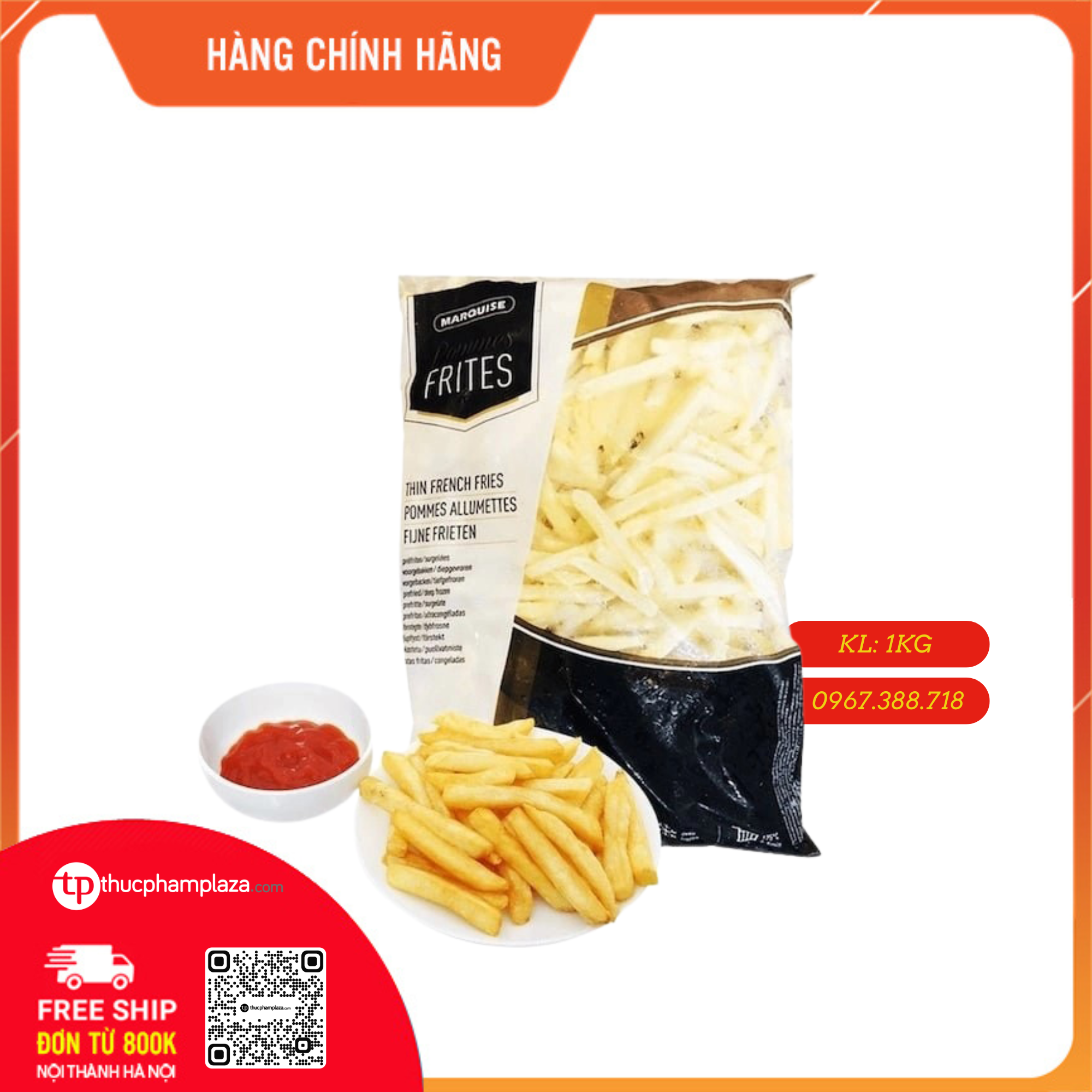 Khoai tây Bỉ cọng nhỏ đông lạnh Marquise - túi 1kg 1 Marquise Thin French Fried