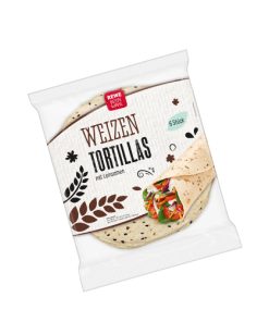 Tận hưởng hương vị Tây Ban Nha với 5 công thức bánh Tortilla 10 Vỏ bánh Tortilla lúa mỳ hạt lanh hiệu REWE weizen - túi 432g