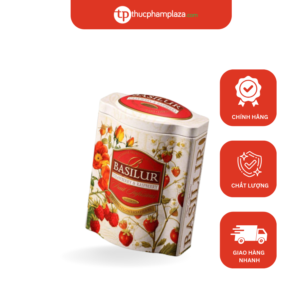 Trà Basilur Dâu và Phúc bồn tử - hộp thiếc 100g 1 basilur dau PBT