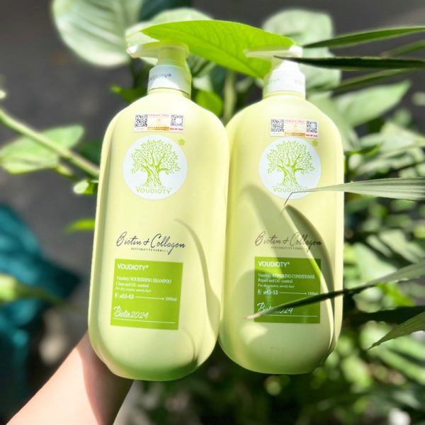 Cặp gội xả Biotine xanh lá phục hồi và kiềm dầu 500ml 3 bioitin 2024 xanh la kiem dau medium