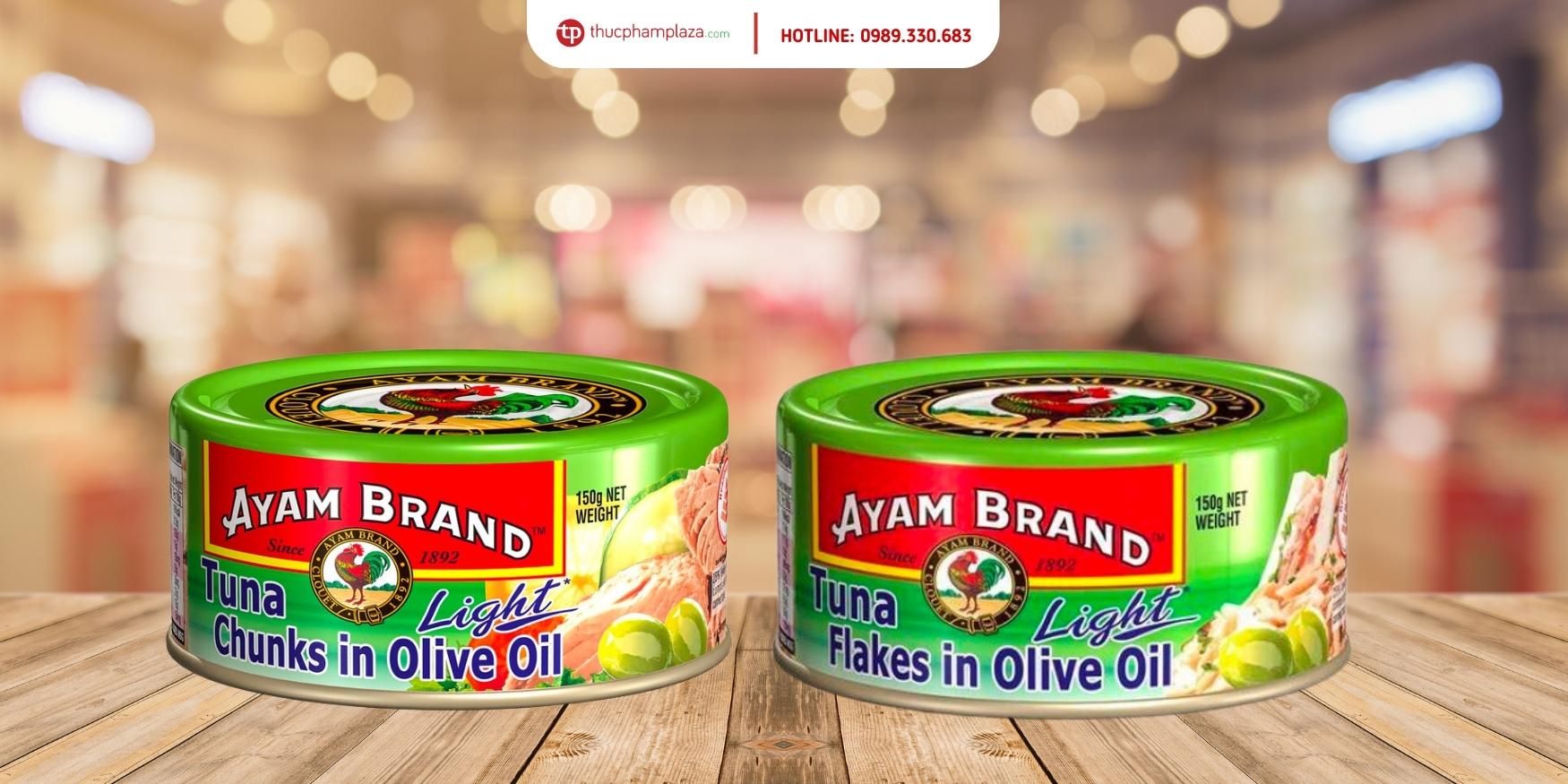 Cá ngừ Ayam Brand: ngâm dầu oliu