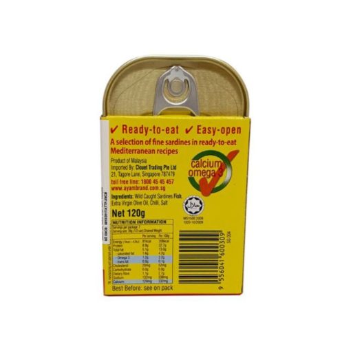 Cá trích ngâm ớt và dầu oliu hiệu Ayam Brand hộp 120g