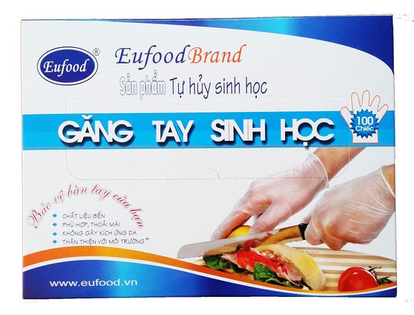 Găng tay sinh học 100 chiếc Eufood brand 1 gang tay tu huy sinh hoc upweb