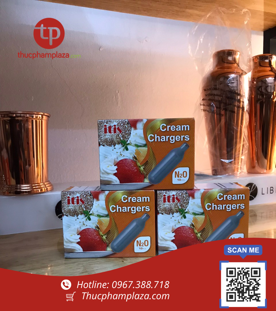 Khí gas N2O cho bình xịt kem hiệu ITIS - hộp 10 viên 1 gas itis 2