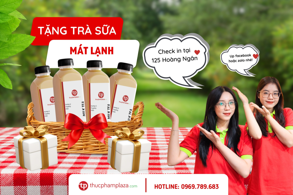 check in tặng trà sữa tại cửa hàng Thực Phẩm Plaza số 125 Hoàng Ngân, Cầu Giấy