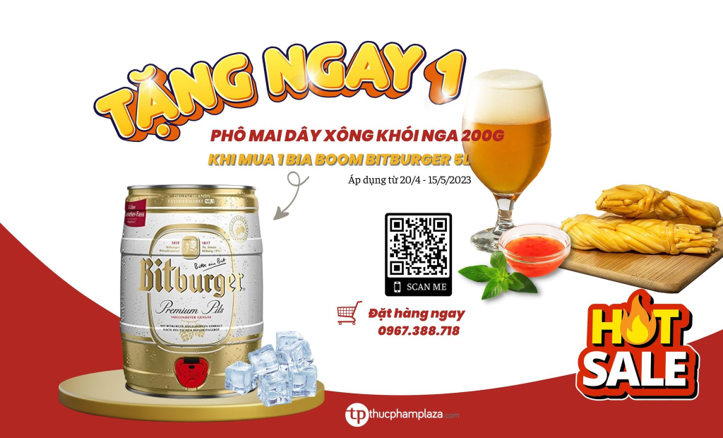 Khuyến mãi khi mua 1 bia boom bitburger 5L