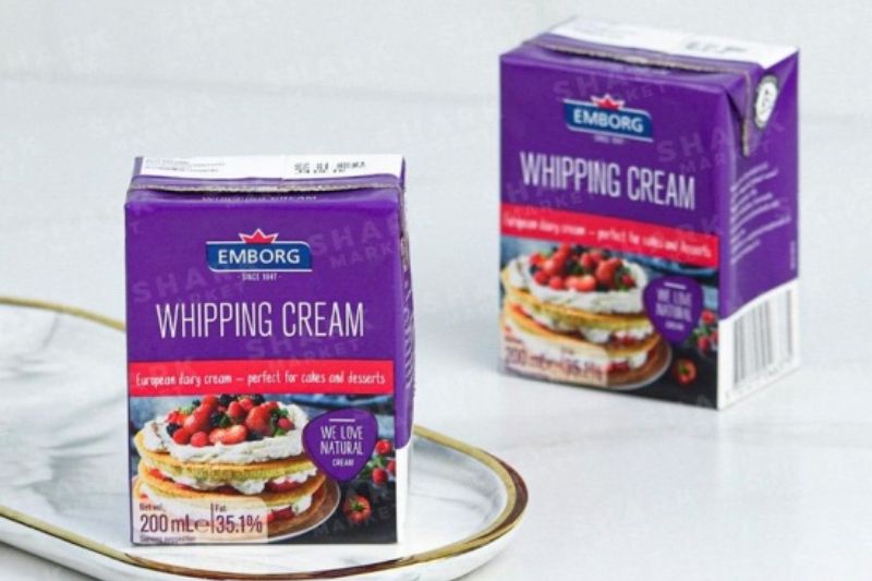 Kem tươi Whipping Cream hiệu Emborg – hộp 200ml 7 Thương hiệu Emborg nổi tiếng với các sản phẩm từ sữa