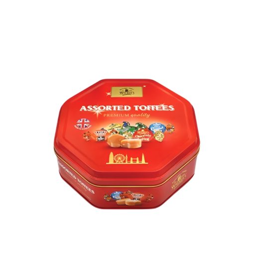Kẹo Toffees hỗn hợp Walker's hộp thiếc bát giác đỏ 350g