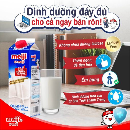 Sữa Thanh Trùng Meiji Dinh Dưỡng Tươi Ngon Từ Nhật Bản 5 meiji xanh