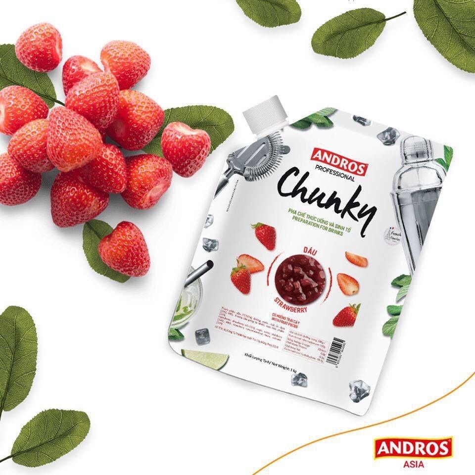 Mứt Chunky Andros vị Dâu - Túi 1kg 2 mut chunky andros vi dau tui 1kg ngon