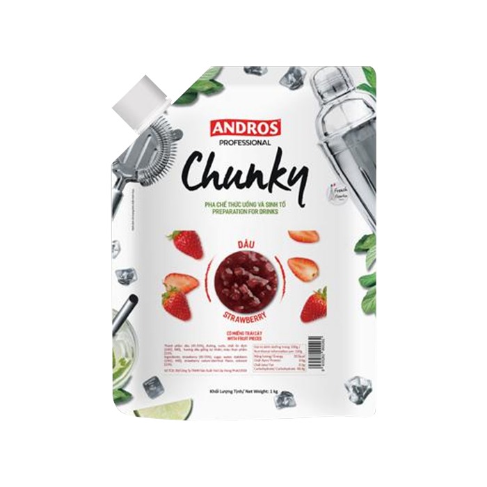 Mứt Chunky Andros vị Dâu - Túi 1kg 1 mut chunky andros vi dau tui 1kg