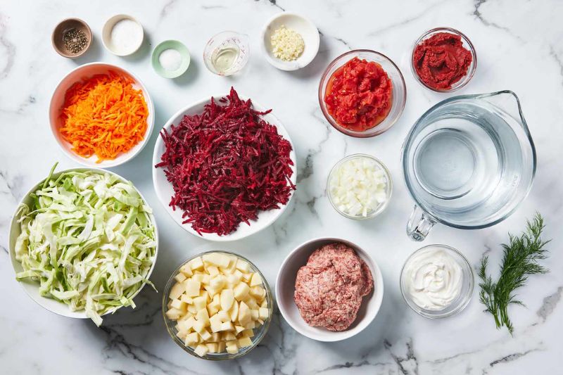 Nguyên liệu nấu Borscht 