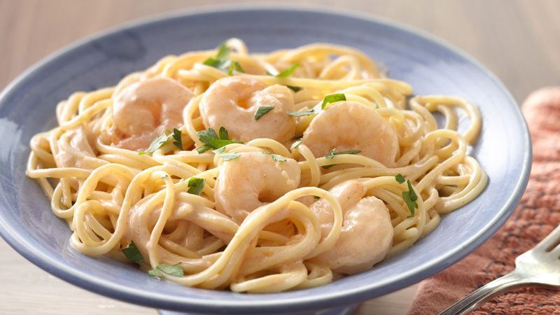 Mì Ý sốt kem phô mai & thịt tôm món ngon cho bé yêu 1 pasta creamy large