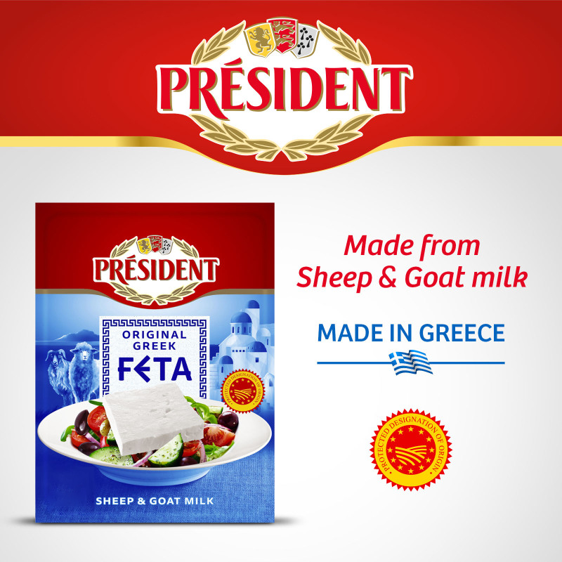 Phô mai feta President Greek Feta - hộp 150g 1 pho mai greek feta 150g goat president