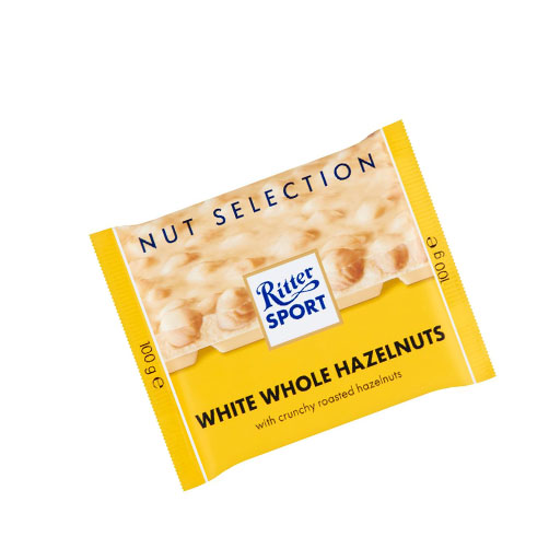 Sôcôla trắng nhân Hạt dẻ nguyên hạt "White Whole Hazelnuts" hiệu Ritter Sport - thanh 100g 1 ritter hat de 100g new